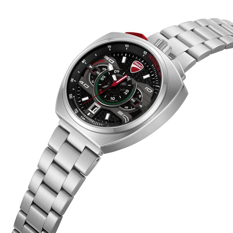 Ducati Quartz Chronograph Black Dial Silver Stainless Steel Strap Watch For Men dtwgi0004001w