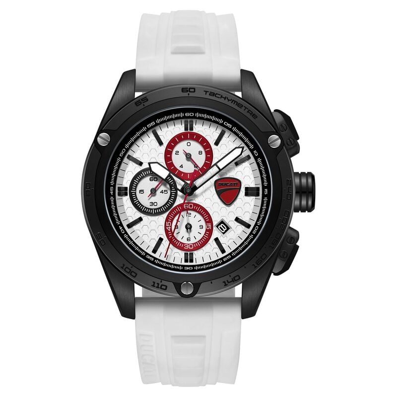 Ducati Quartz Chronograph dtwgc0004304w White Dial White Silicone Strap Men&