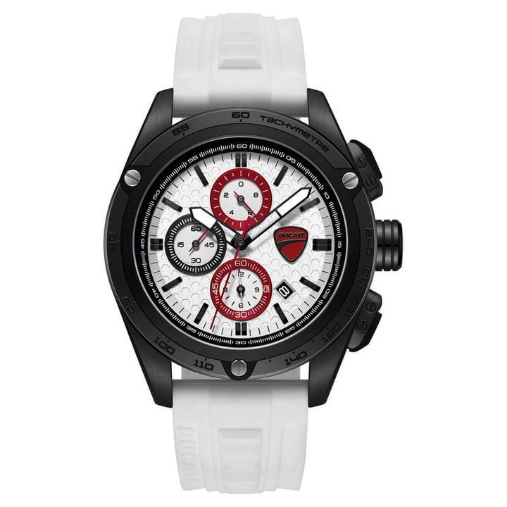 Ducati Quartz Chronograph dtwgc0004304w White Dial White Silicone Strap Men&