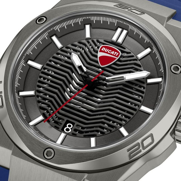 Ducati Quartz Analog Grey Dial Blue Silicone Strap Watch For Men dtwgn0002702w