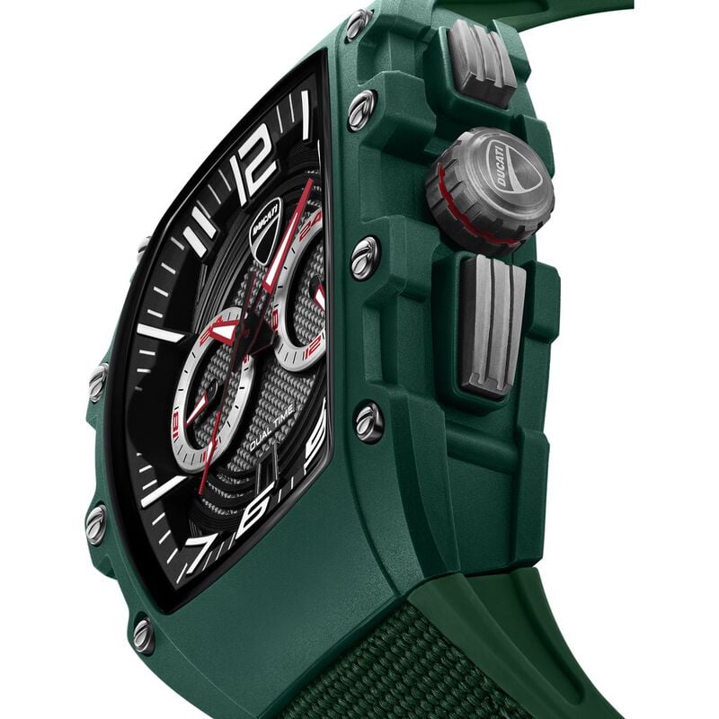 Ducati dtwgo0001904w Quartz Multifunction Black Dial Green Silicone Strap Men&