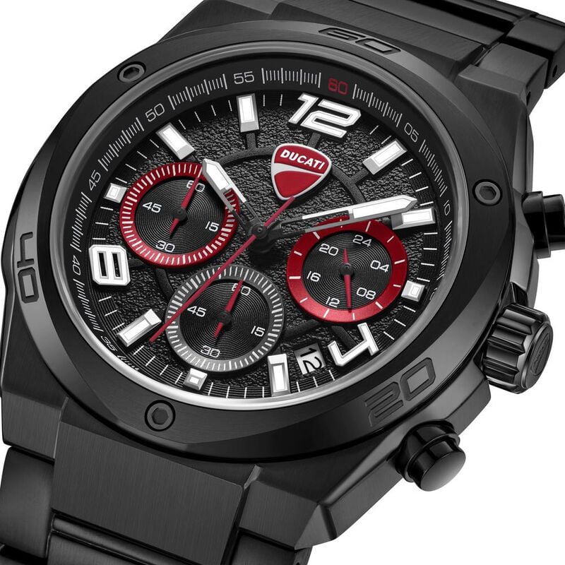 Ducati Quartz Chronograph Black Dial Black Stainless Steel Strap Men&