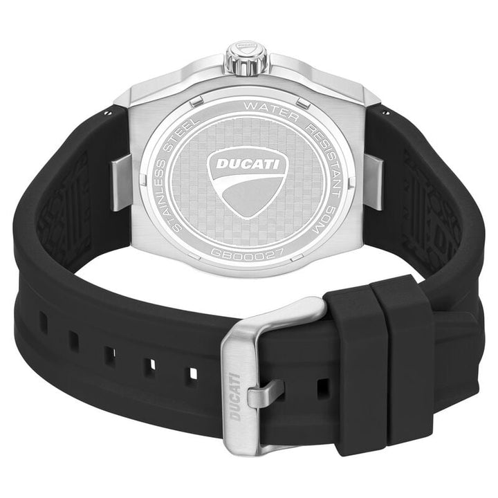 Ducati Quartz Analog Black Dial Black Silicone Strap Watch For Men