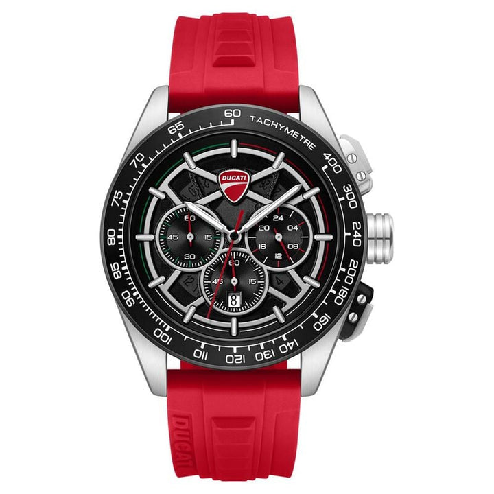 Ducati Quartz Chronograph dtwgo0003003w Black Dial Red Silicone Strap Men&