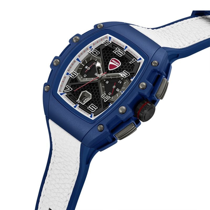 Ducati Quartz Multifunction Black Dial Blue Silicone Strap Watch For Men - dtwgc0002805w