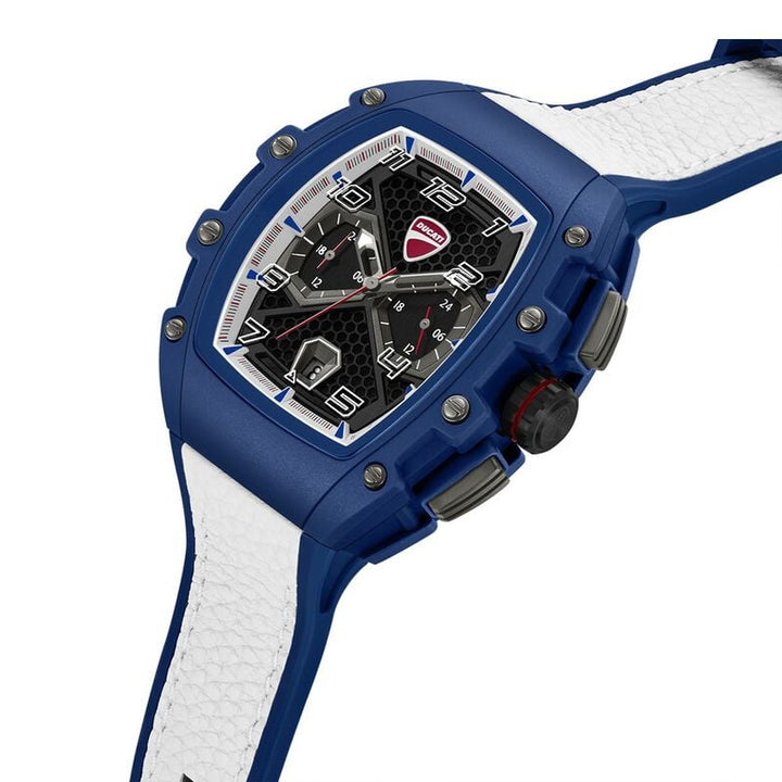 Ducati Quartz Multifunction Black Dial Blue Silicone Strap Watch For Men - dtwgc0002805w