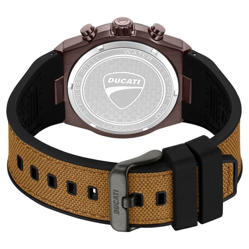 Ducati dtwgo0002503w Quartz Chronograph Brown Dial Black Silicone Strap Men&