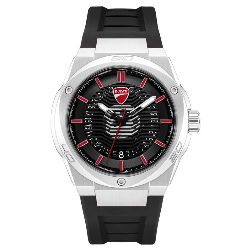 Ducati Quartz Analog Black Dial Black Silicone Strap Watch For Men