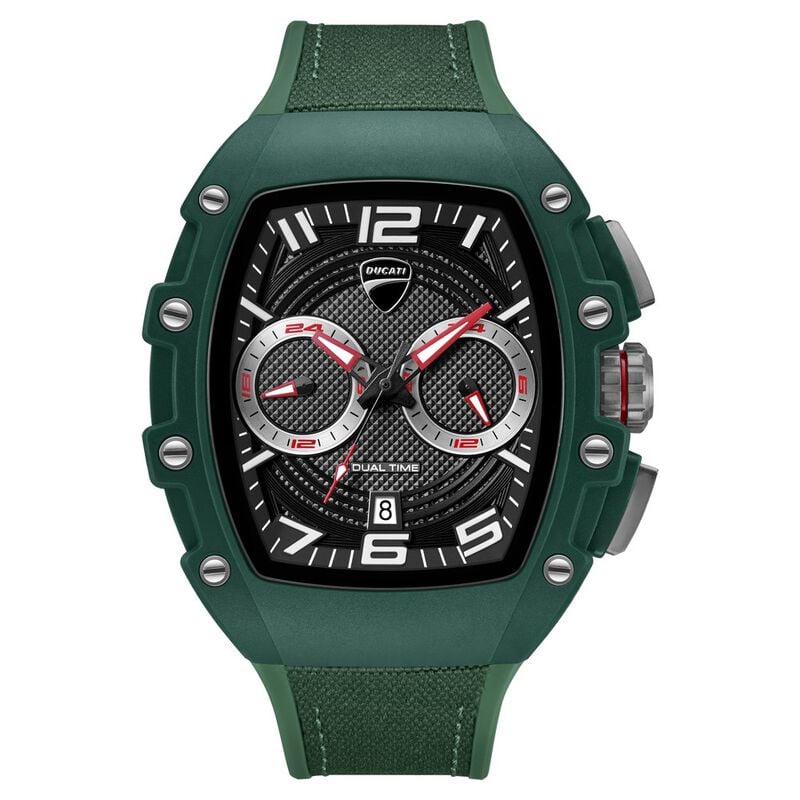 Ducati dtwgo0001904w Quartz Multifunction Black Dial Green Silicone Strap Men&