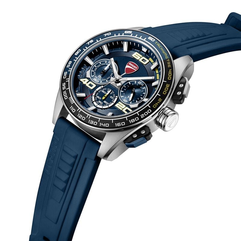 Ducati Quartz Chronograph dtwgo0001705w Blue Dial Blue Silicone Strap Men&