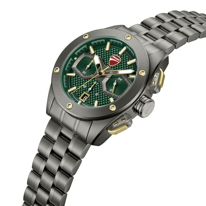 Ducati Quartz Chronograph Green Dial Grey Stainless Steel Strap Watch dtwgi0002204w