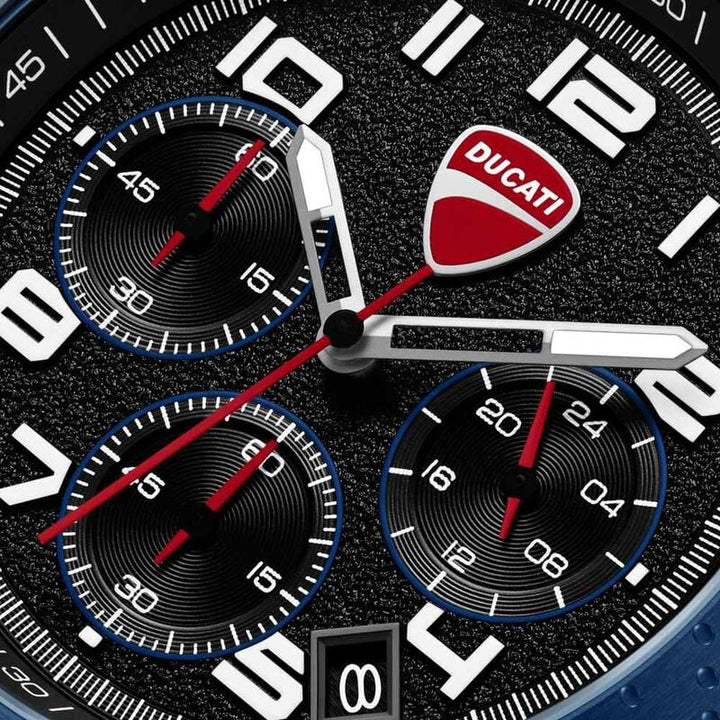 Ducati Quartz Chronograph Black Dial Blue Stainless Steel Strap Watch For Men