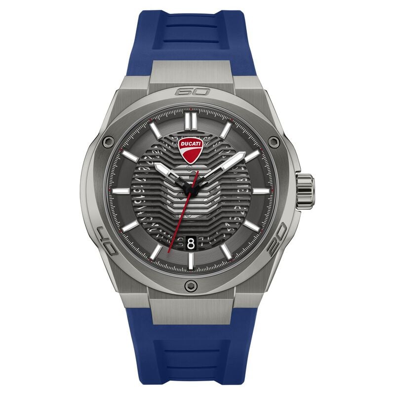 Ducati Quartz Analog Grey Dial Blue Silicone Strap Watch For Men dtwgn0002702w