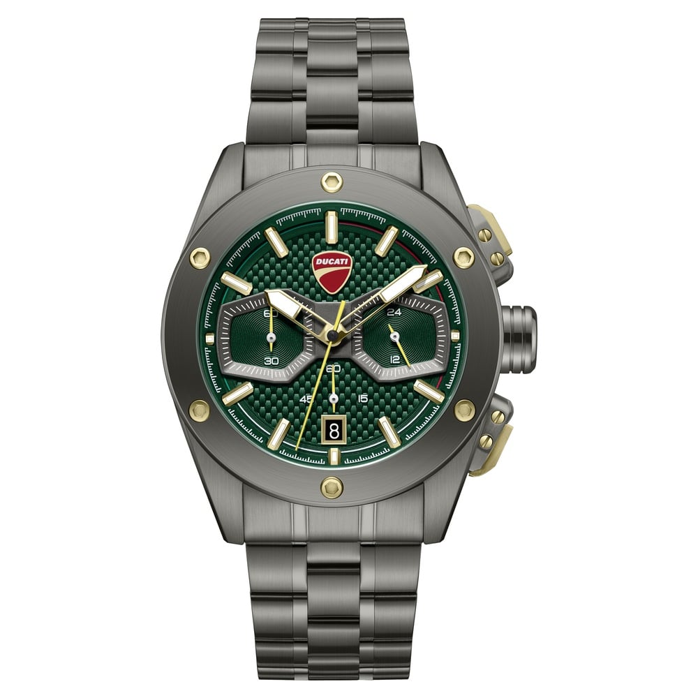 Ducati Quartz Chronograph Green Dial Grey Stainless Steel Strap Watch dtwgi0002204w