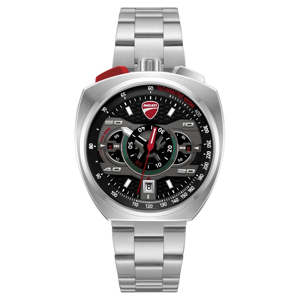 Ducati Quartz Chronograph Black Dial Silver Stainless Steel Strap Watch For Men dtwgi0004001w