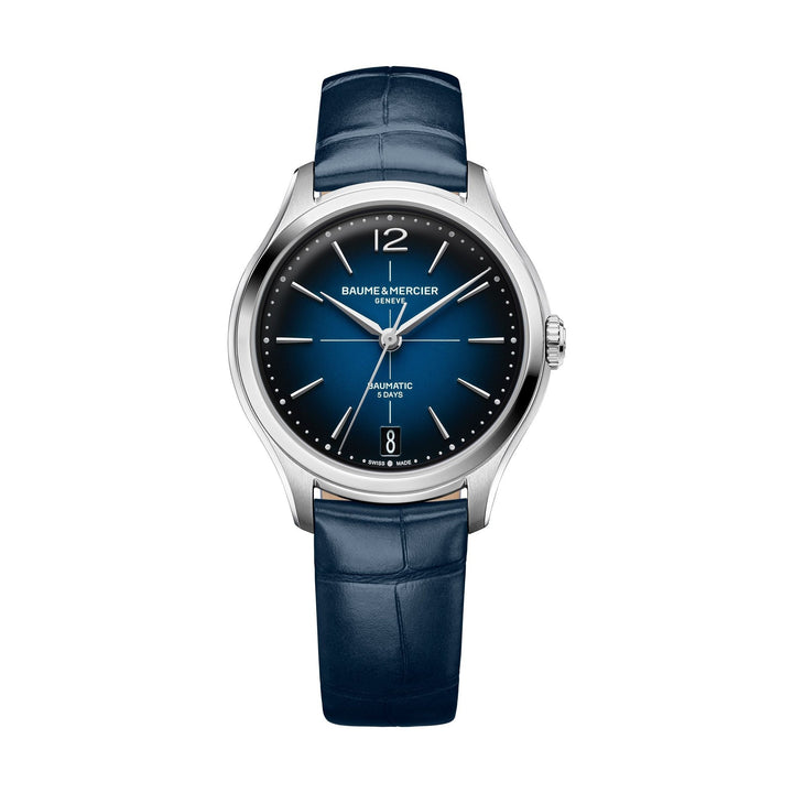 Baume &amp; Mercier Clifton 34MM Automatic Ladies Watch Blue Dial