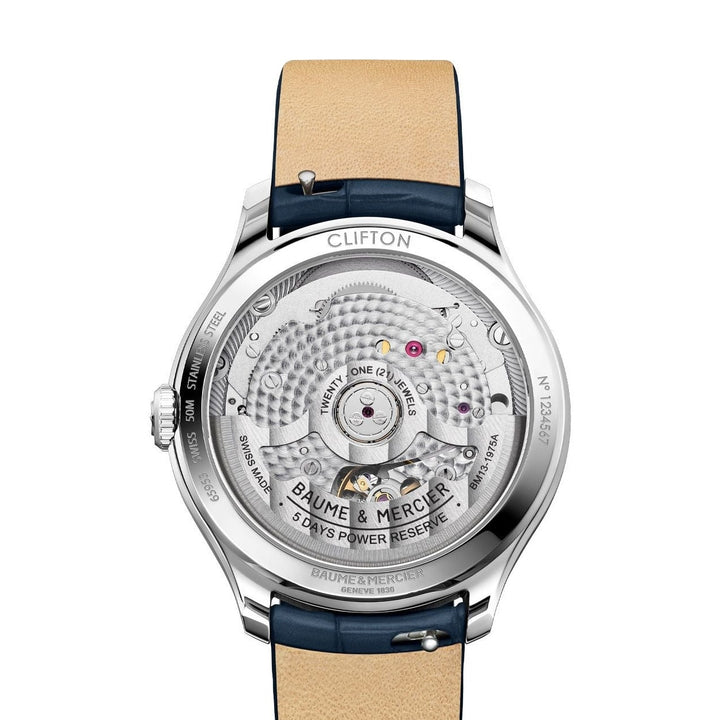Baume &amp; Mercier Clifton 34MM Automatic Ladies Watch Blue Dial