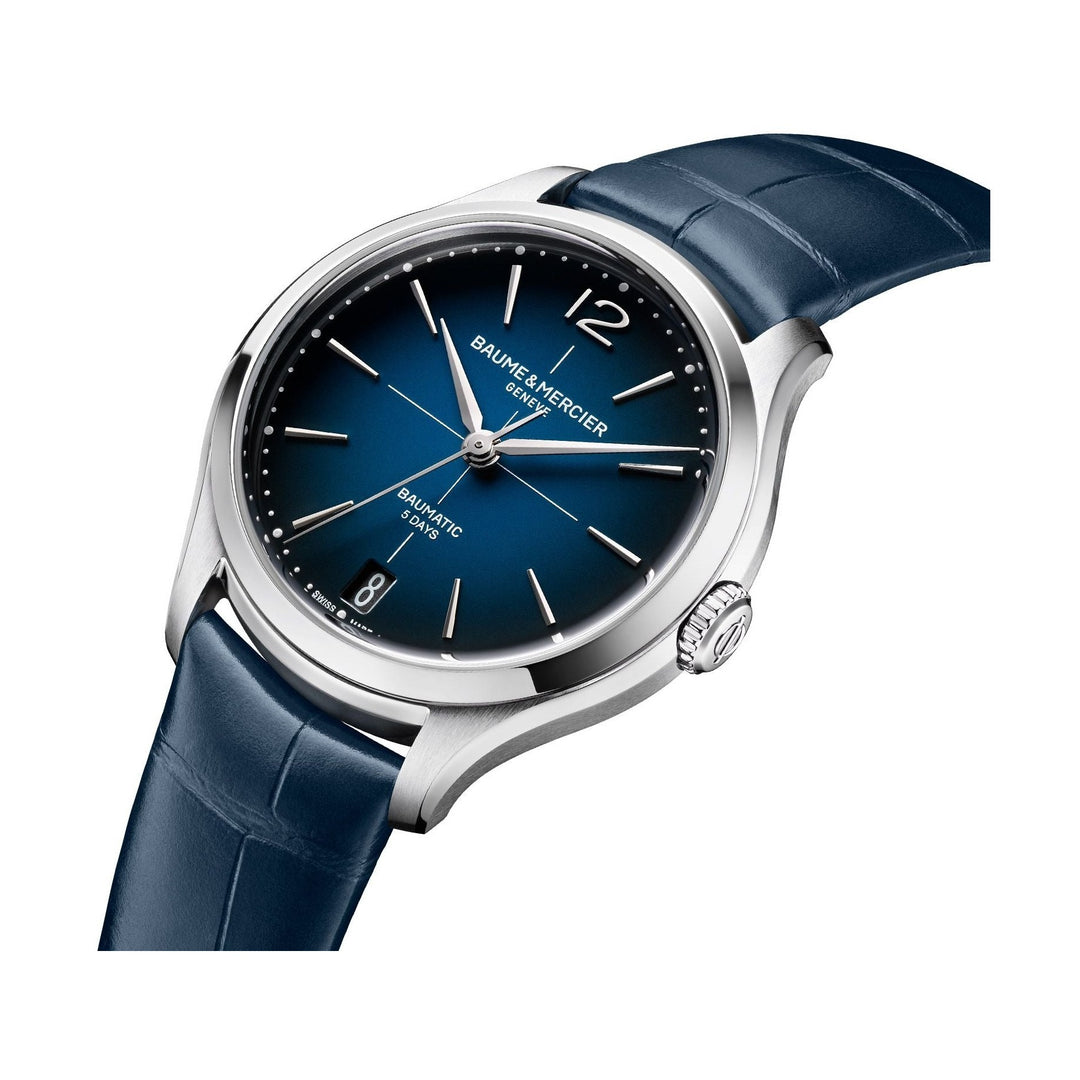 Baume &amp; Mercier Clifton 34MM Automatic Ladies Watch Blue Dial