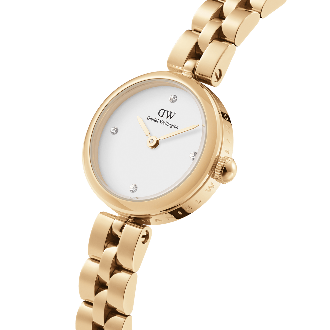 Elegant Gold Watch with Link Strap and Crystal Details