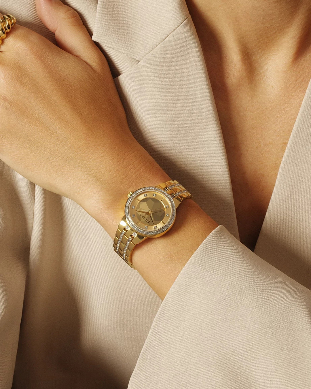 Bulova Crystal BUL 97L176 Gold-Tone Dial Watch