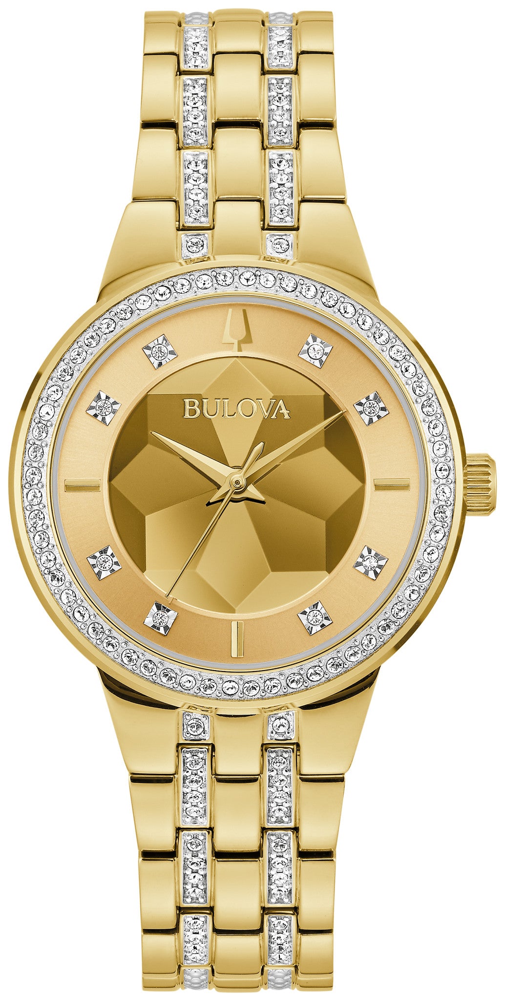 Bulova Crystal BUL 97L176 Gold-Tone Dial Watch