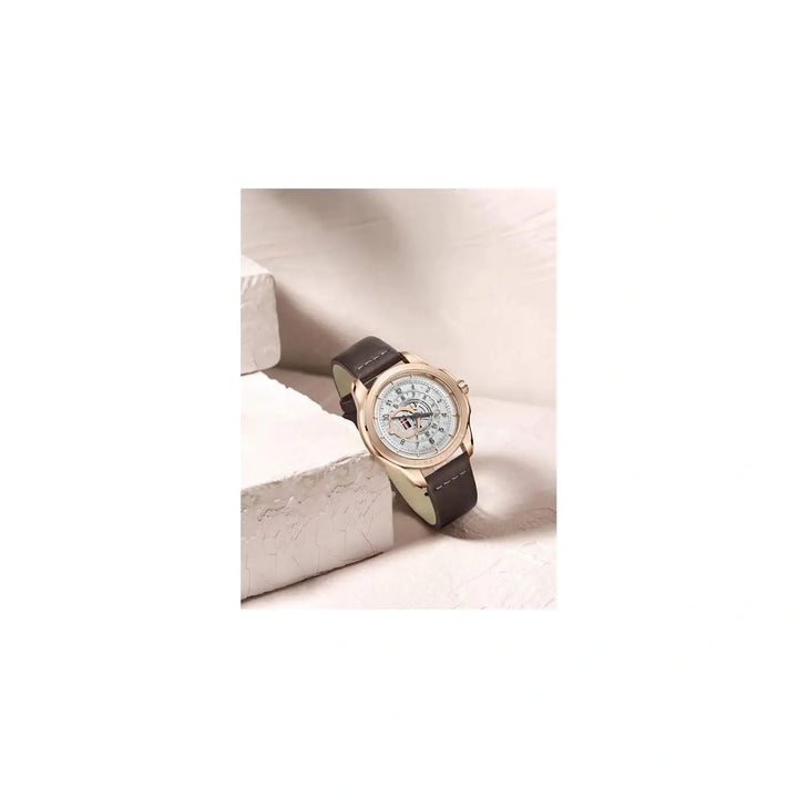 Kenneth Cole Quartz Analog Silver Dial Leather Strap Watch for Men