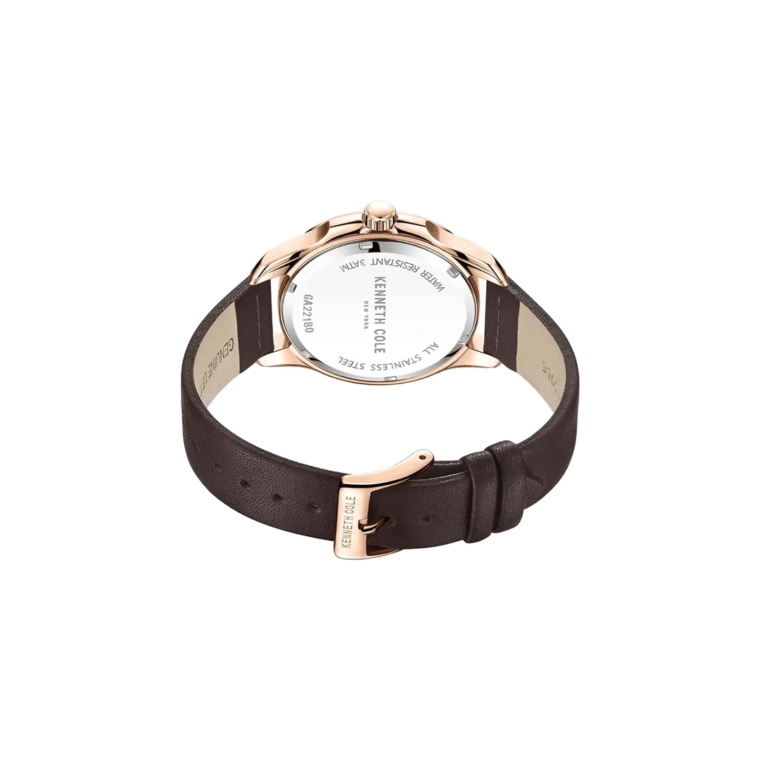 Kenneth Cole Quartz Analog Silver Dial Leather Strap Watch for Men