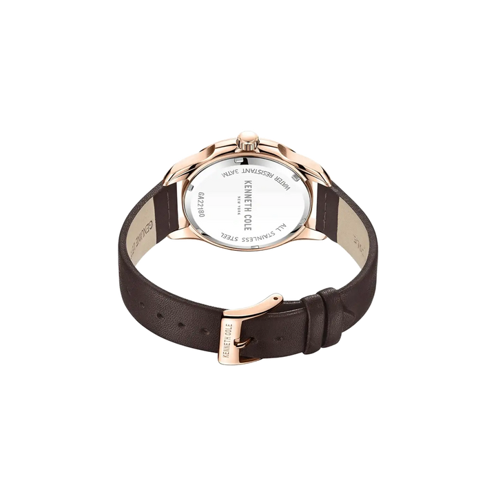 Kenneth Cole Quartz Analog Silver Dial Leather Strap Watch for Men