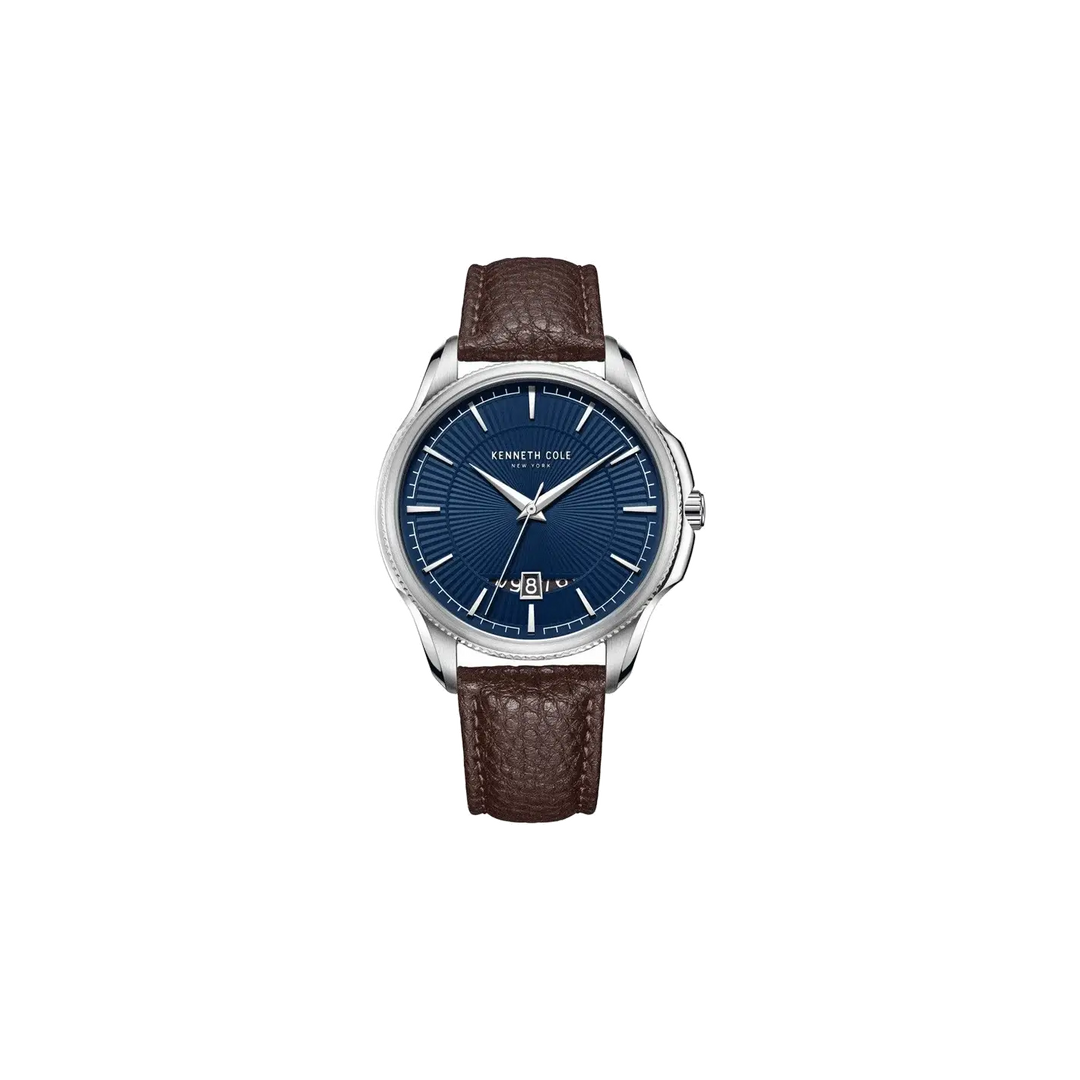 Kenneth Cole Quartz Analog with Date Blue Dial Leather Strap Watch for Men