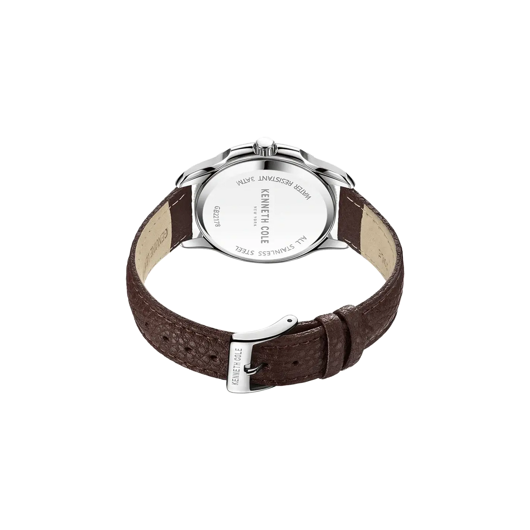 Kenneth Cole Quartz Analog with Date Blue Dial Leather Strap Watch for Men