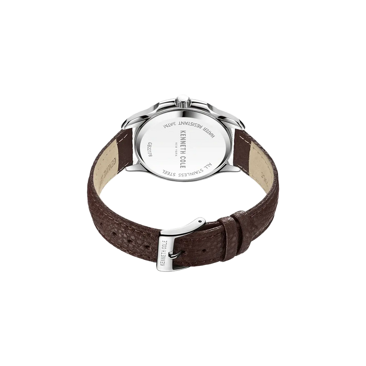 Kenneth Cole Quartz Analog with Date Blue Dial Leather Strap Watch for Men