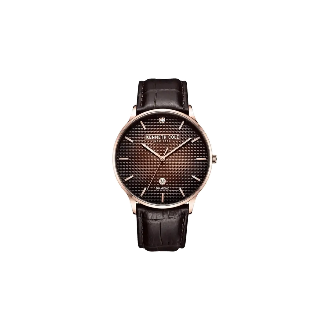 Kenneth Cole Brown Dial Quartz Analog Leather Strap Watch for Men