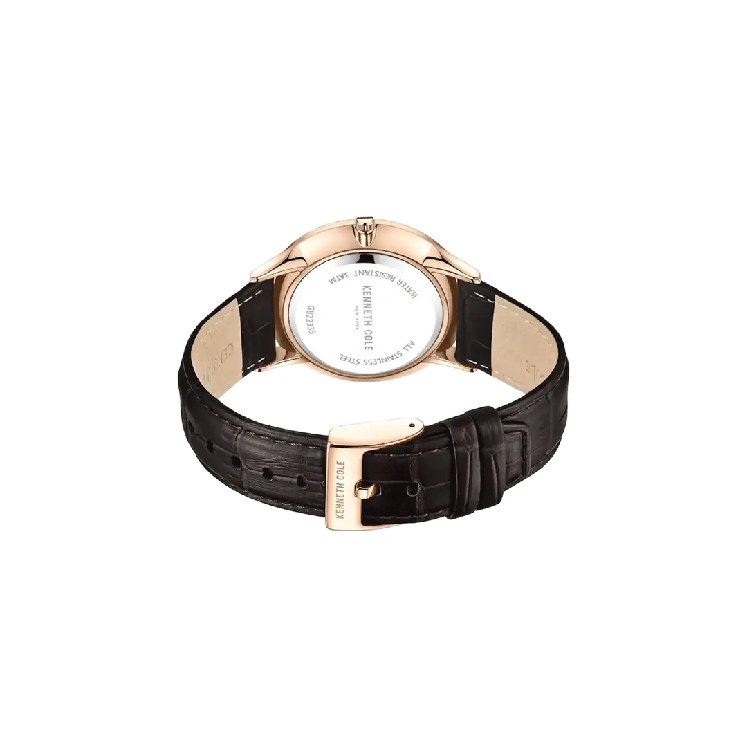 Kenneth Cole Brown Dial Quartz Analog Leather Strap Watch for Men