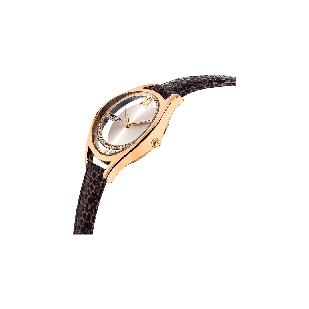 Kenneth Cole Quartz Analog Rose Gold Dial Leather Strap Watch for Women
