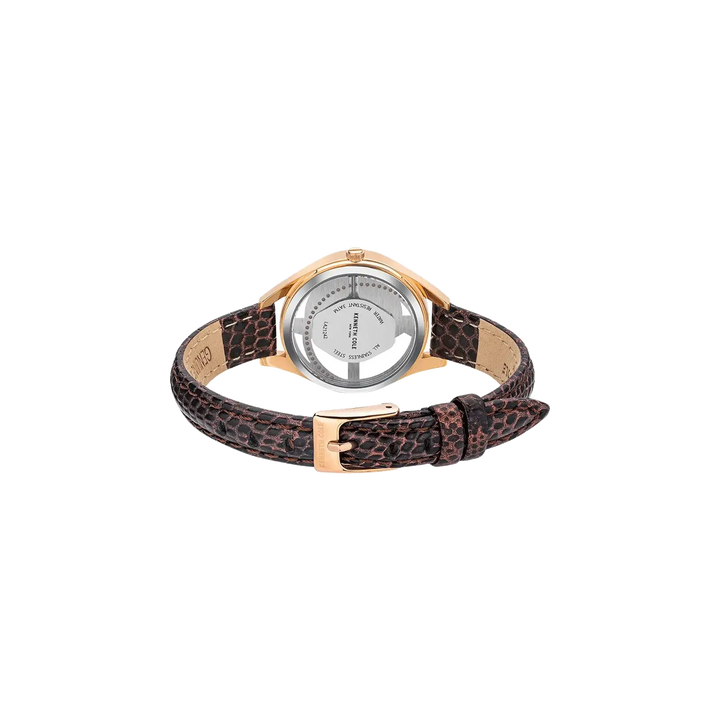 Kenneth Cole Quartz Analog Rose Gold Dial Leather Strap Watch for Women