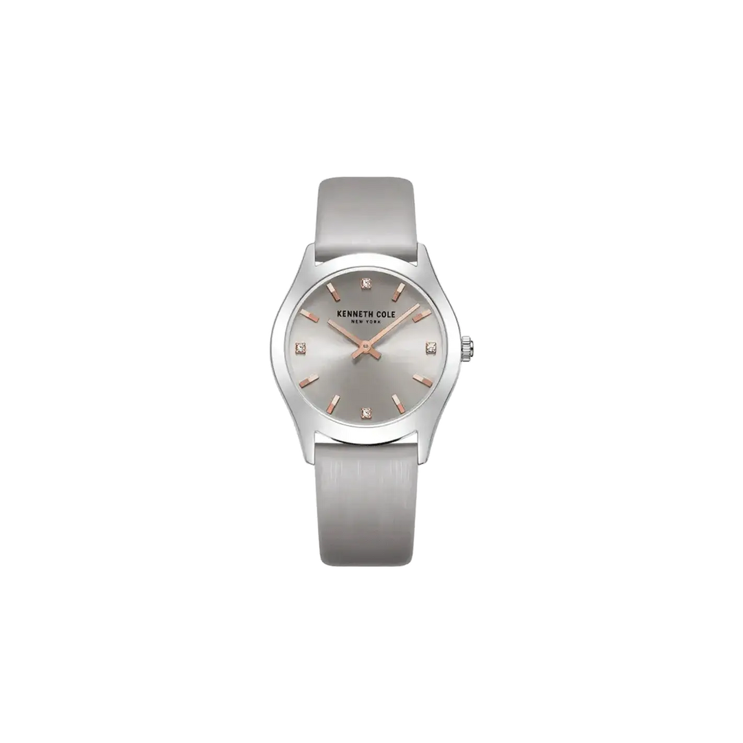 Kenneth Cole Quartz Analog Grey Dial Leather Strap Watch for Women