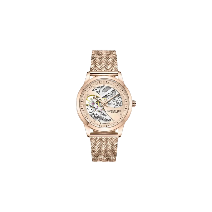 Kenneth Cole Automatic Rose Gold Dial Stainless Steel Strap Watch for Women