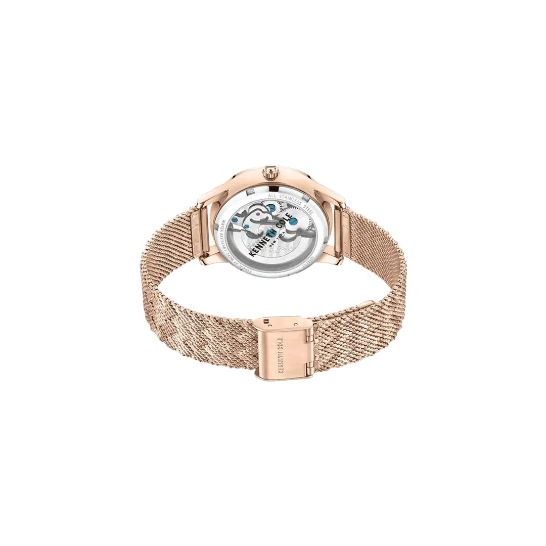 Kenneth Cole Automatic Rose Gold Dial Stainless Steel Strap Watch for Women