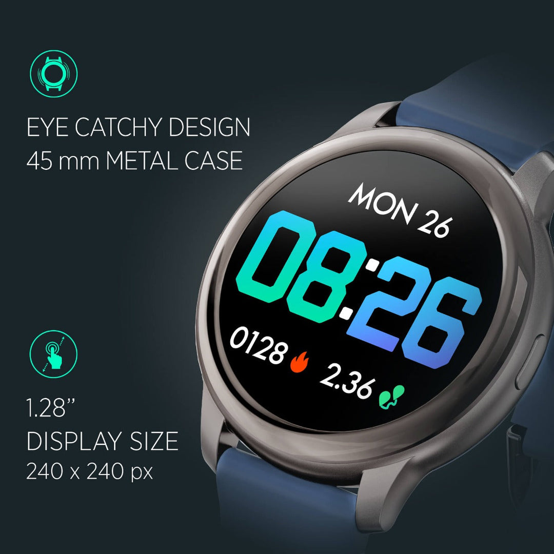 Timex Unisex Smart Fit 2.0 Dial Round Case Bluetooth Calling, Full Touch, Activity Tracking, HRM, SPO2, Blood Pressure, Multiple Watch Faces, 7 Sports Mode Smart Watch -TWTXW201T