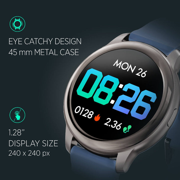 Timex Unisex Smart Fit 2.0 Dial Round Case Bluetooth Calling, Full Touch, Activity Tracking, HRM, SPO2, Blood Pressure, Multiple Watch Faces, 7 Sports Mode Smart Watch -TWTXW201T