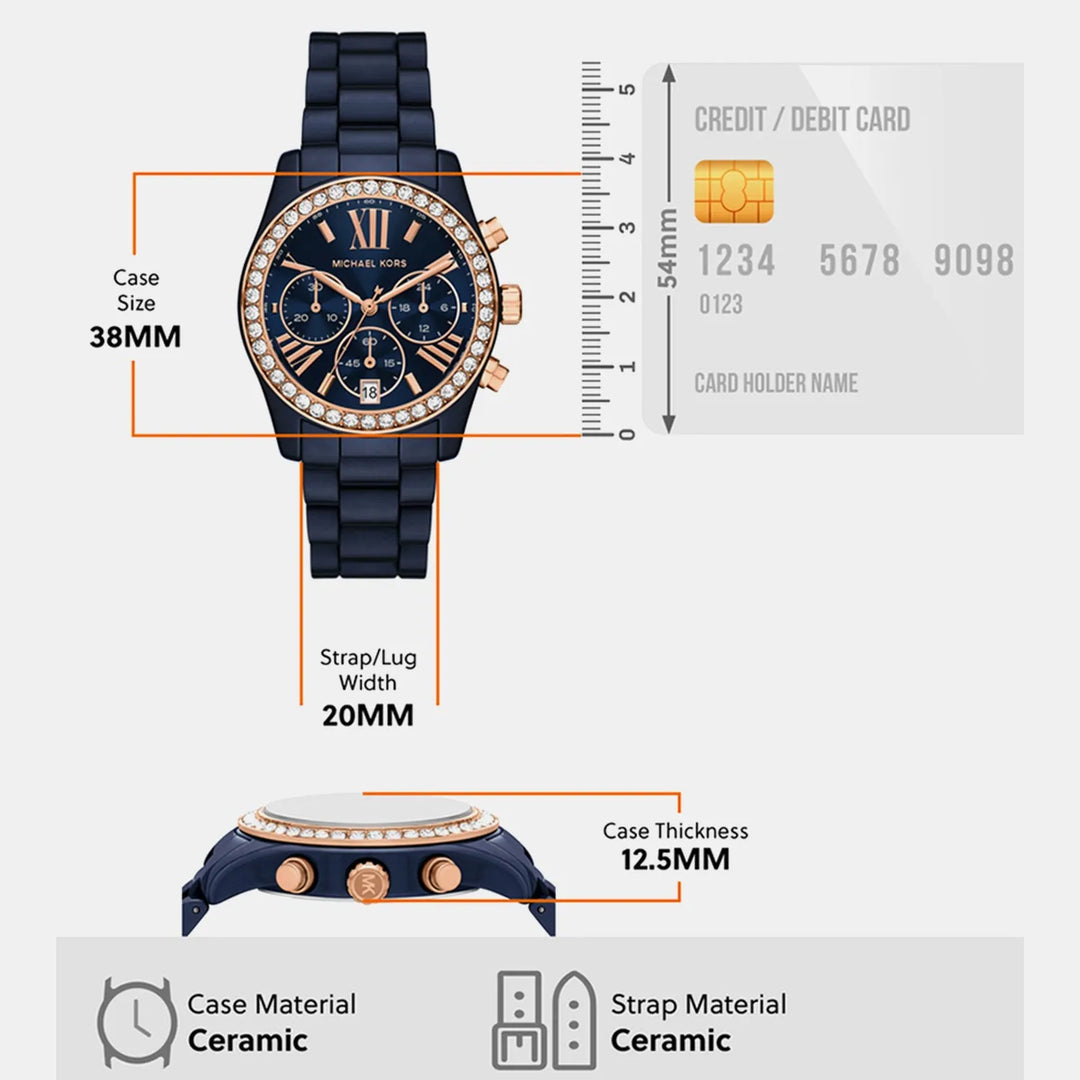 Michael Kors Lexington MK4969 Blue Dial Chronograph Women&