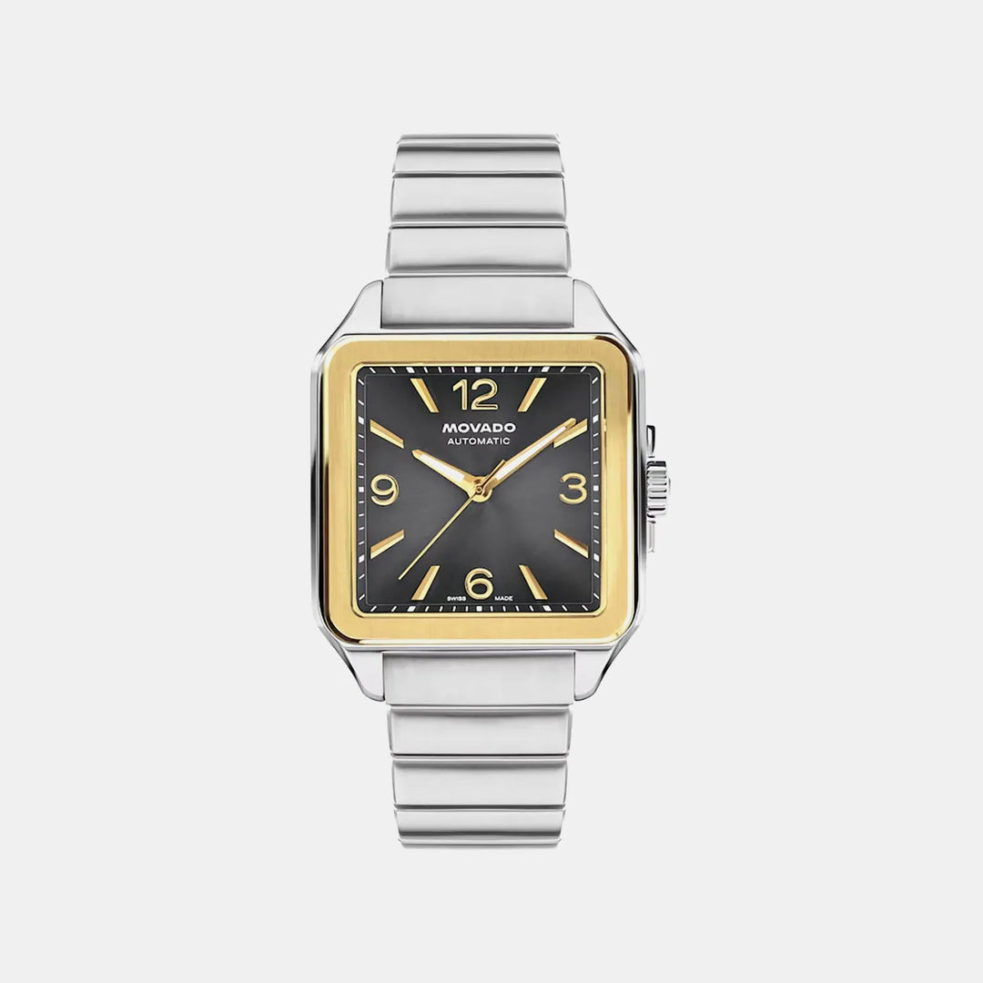 Movado Heritage 1917 Men Automatic Grey Dial Stainless Steel Watch 3650257
