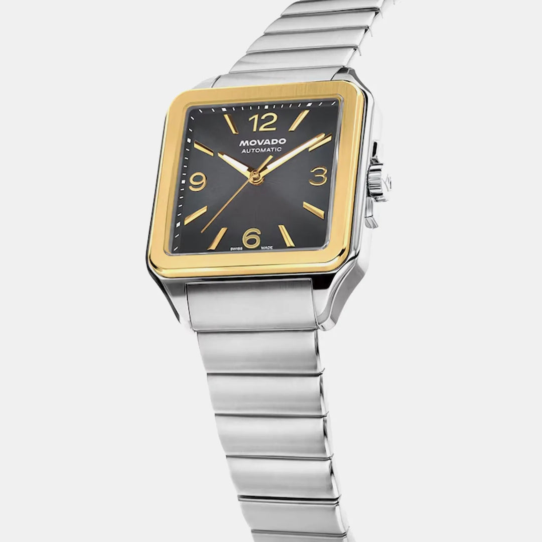 Movado Heritage 1917 Men Automatic Grey Dial Stainless Steel Watch 3650257