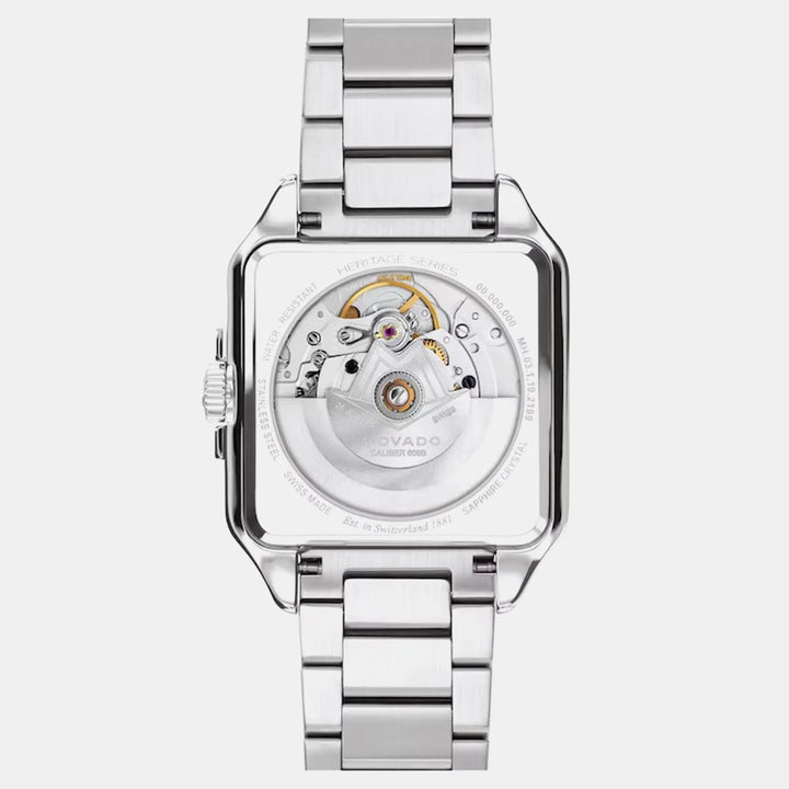 Movado Heritage 1917 Men Automatic Grey Dial Stainless Steel Watch 3650257