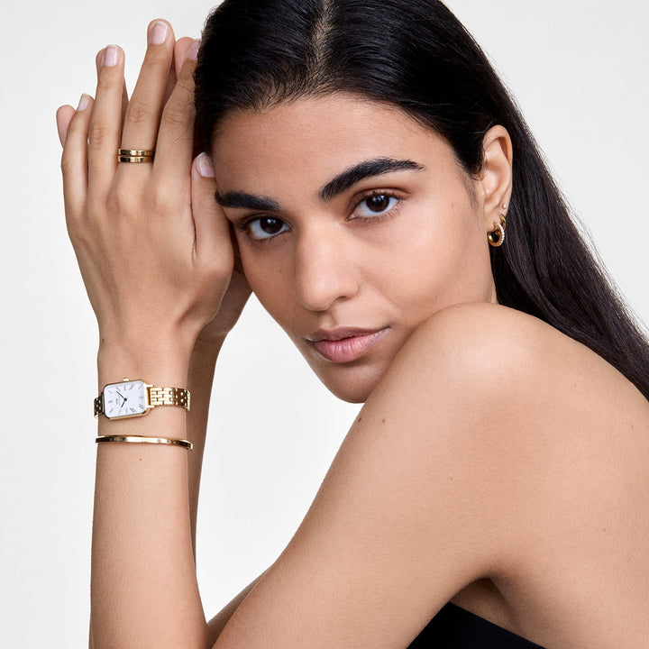 Vintage Quadro Roman Numerals Gold Watch with Interchangeable Strap