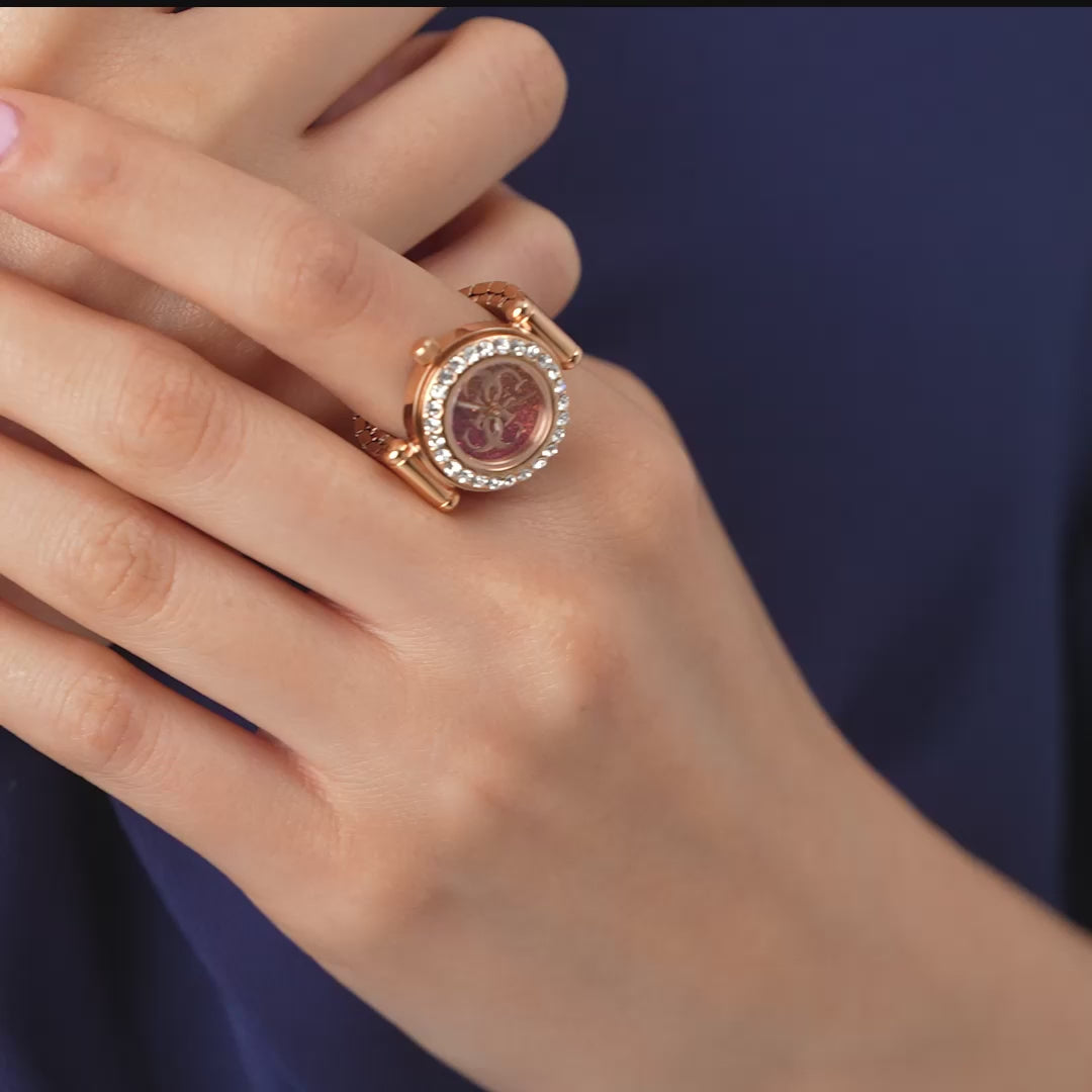 GUESS Anna Rose Gold Tone Analog Watch Ring