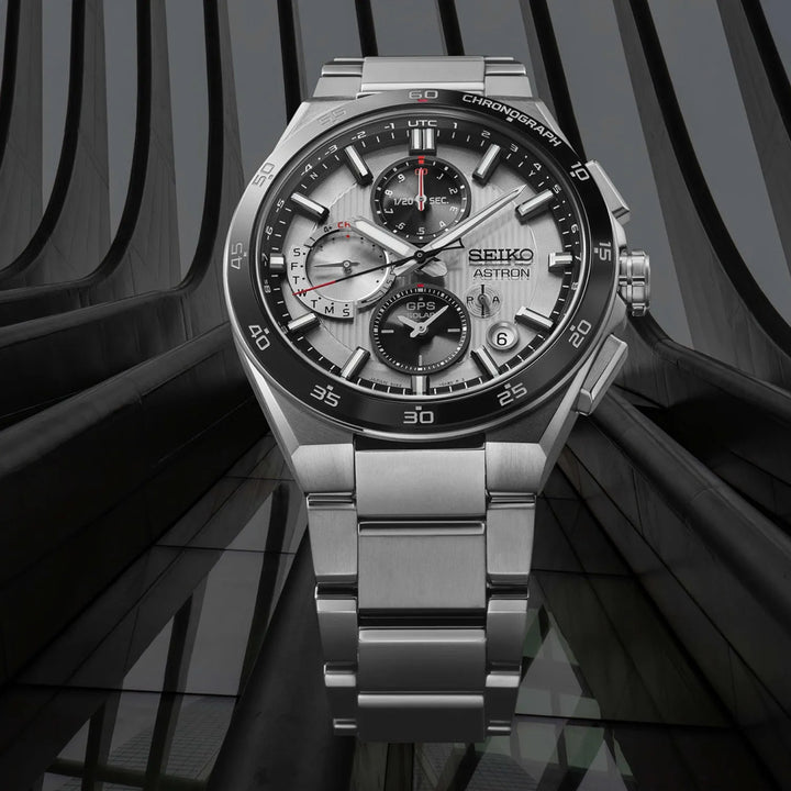 Seiko Astron SSH153J1 Silver Dial Solar Chronograph Men&