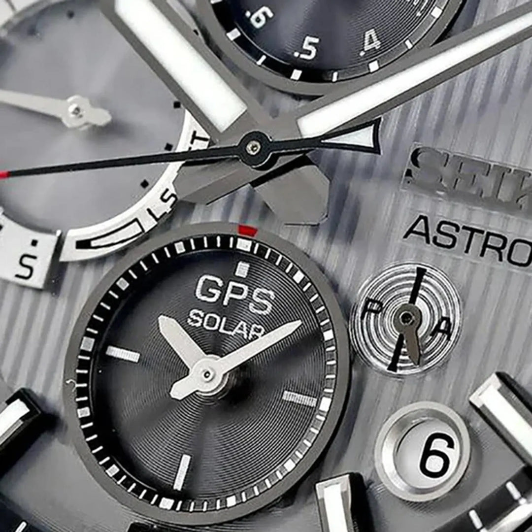 Seiko Astron SSH153J1 Silver Dial Solar Chronograph Men&