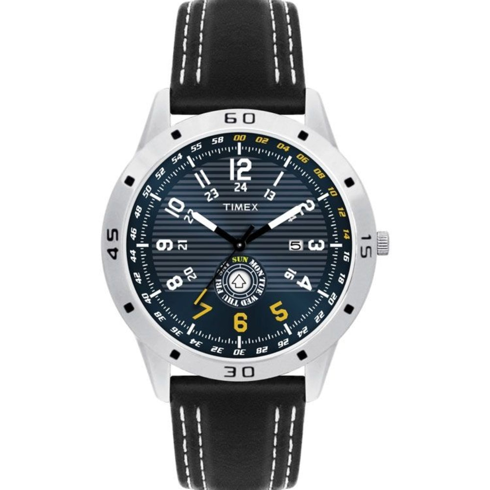 Timex Fashion Men's Quartz Analog Black Dial Round Case Day Date Function Watch -TI000U90100