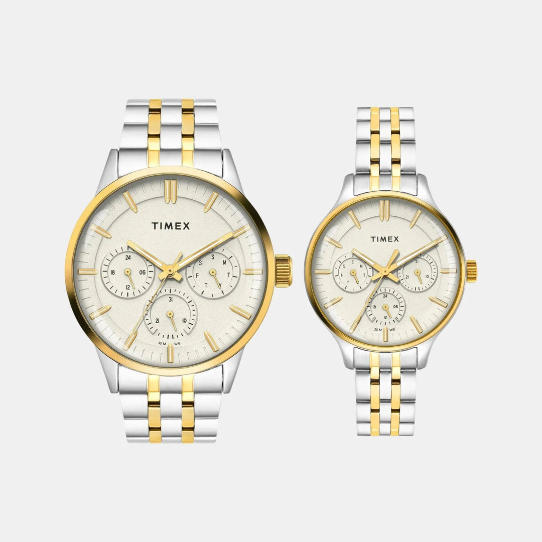 Timex Trendline Couple TW00PR317 Grey Dial Stainless Steel Watch
